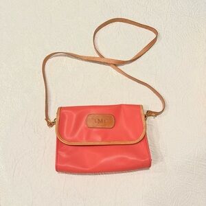 Jon Hart Design Coral Pink Crossbody with Tan Trim
